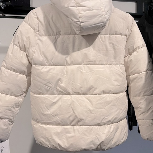 NWT [Calvin Klein] Down Hooded Winter Puffer Insulated Jacket Beige Men’s Sz M - Picture 5 of 15